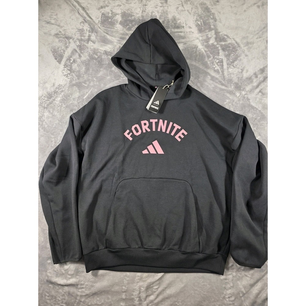 NWT Adidas x Fortnite Pullover‎ Sweatshirt Hoodie Black/Pink Logo Men's Medium
